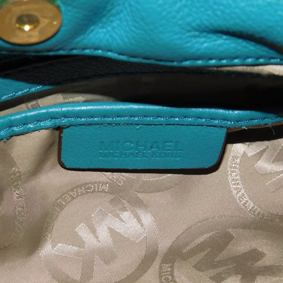 MICHAEL KORS Satchel Barrel Leather Handbag Large Turquoise - Picture 12 of 14